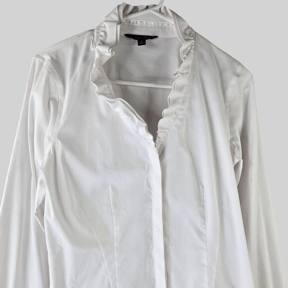 Brooks Brothers Buttondown Shirt White Ruffle Academia Old Money Preppy Work Top - Picture 5 of 13